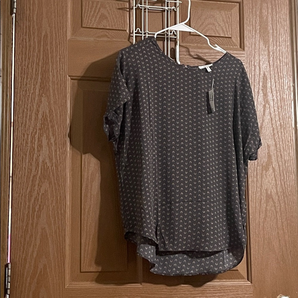 Maurices Charcoal and Pink Patterned Top